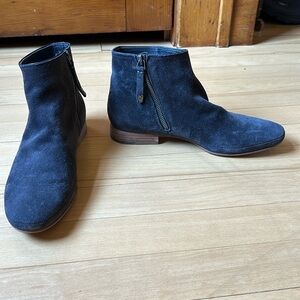 Gray suede booties